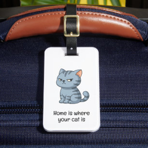 Etiqueta Para Maletas Cita de gato atigrado gris gruñón
