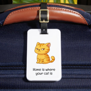 Etiqueta Para Maletas Cita de gato atigrado naranja gruñón