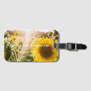 Etiqueta Para Maletas Cita de girasol "las flores son felicidad"