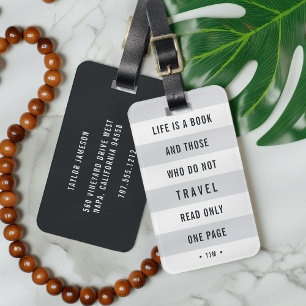 Etiqueta Para Maletas Cita de viaje monogramada moderna