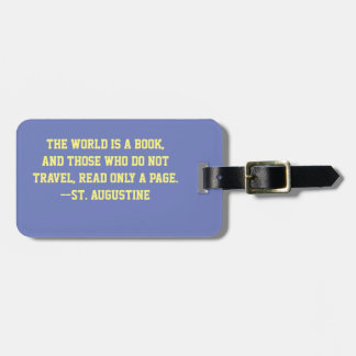 ETIQUETA PARA MALETAS CITAS DE VIAJE. "EL MUNDO ES UN LIBRO. ... " CUSTO