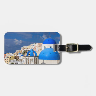 Etiqueta Para Maletas Cityscape de Santorini, Grecia
