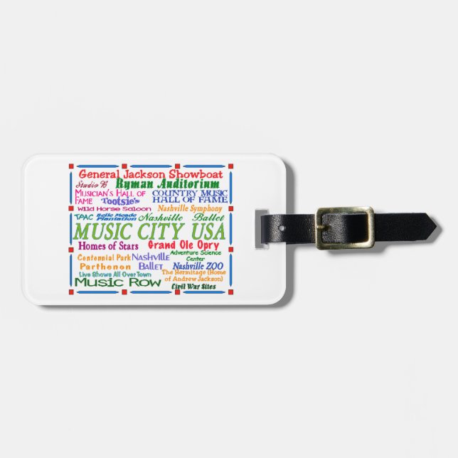 Etiqueta Para Maletas Ciudad de Música de Nashville (Frente Horizontal)