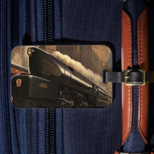 Etiqueta Para Maletas Ciudad Vintage, tren dúplex T1 en vías férreas