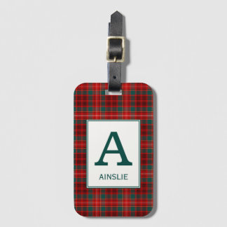 Etiqueta Para Maletas Clan Ainslie Tartan Monogrammed