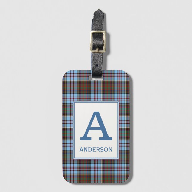 Etiqueta Para Maletas Clan Anderson Tartan Monogrammed (Anverso vertical)