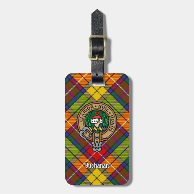 Etiqueta Para Maletas Clan Buchanan Escudo por Tartán (Frente Vertical)
