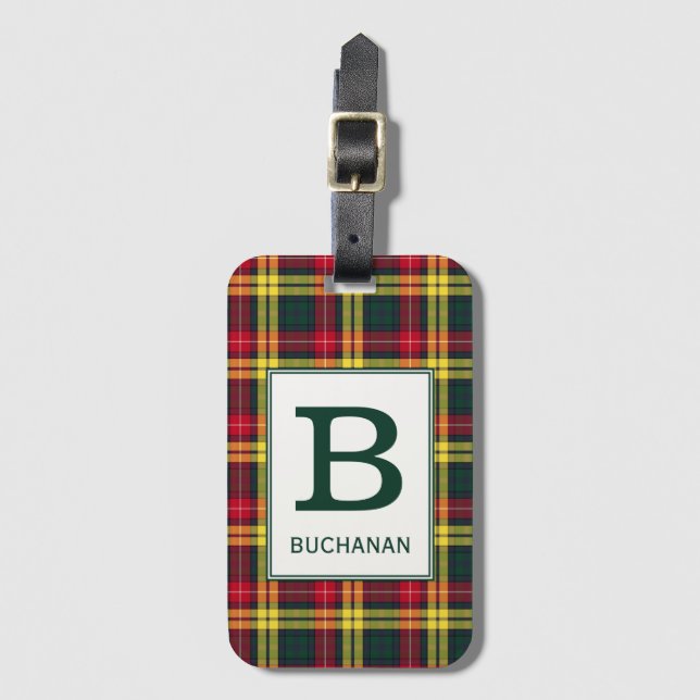 Etiqueta Para Maletas Clan Buchanan Tartan Monogrammed (Anverso vertical)
