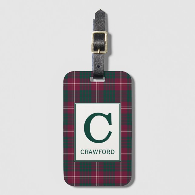 Etiqueta Para Maletas Clan Crawford Tartan Monogrammed (Anverso vertical)