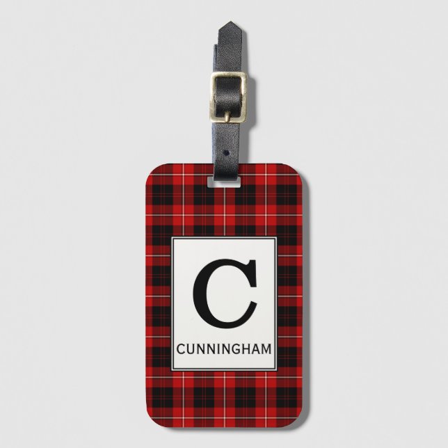 Etiqueta Para Maletas Clan Cunningham Tartan Monogrammed (Anverso vertical)
