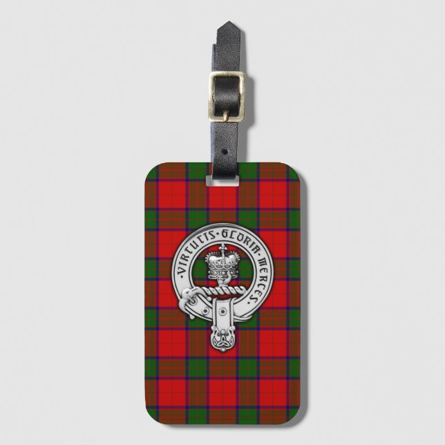 Etiqueta Para Maletas Clan Donnachaidh (Robertson) Escudo y Tartán (Anverso vertical)
