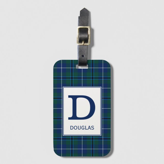 Etiqueta Para Maletas Clan Douglas Tartan Monogrammed (Anverso vertical)