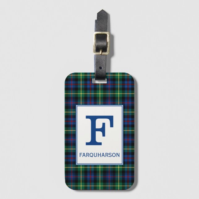 Etiqueta Para Maletas Clan Farquharson Tartan Monogrammed (Anverso vertical)