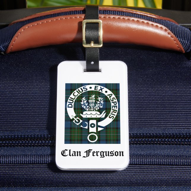 Etiqueta Para Maletas Clan Ferguson Escudo Tartán (Anverso In situ 2)