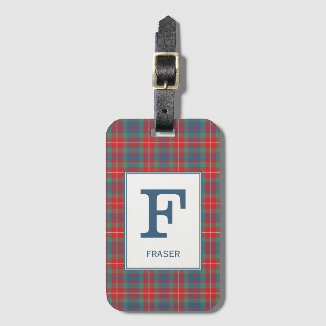 Etiqueta Para Maletas Clan Fraser de Lovat Antiguo Tartán Monogramado (Anverso vertical)