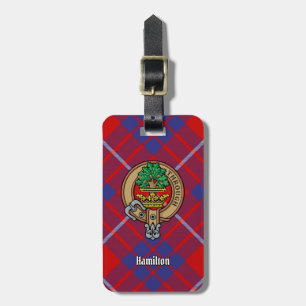 Etiqueta Para Maletas Clan Hamilton Escudo sobre Red Tartán