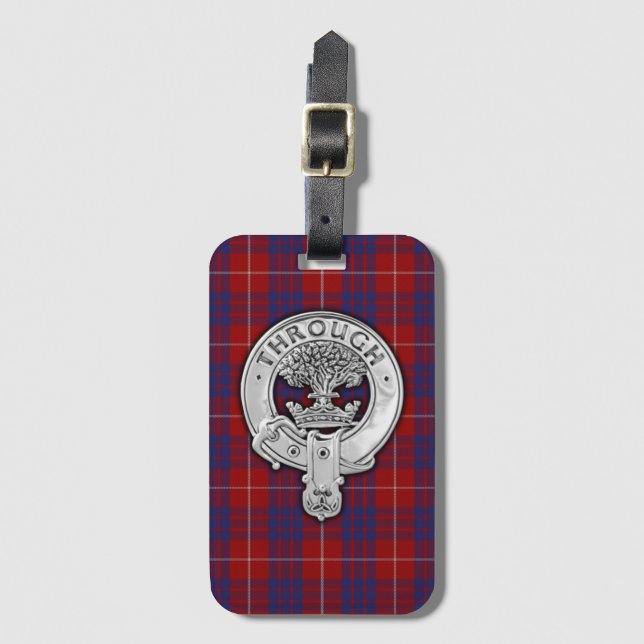Etiqueta Para Maletas Clan Hamilton Escudo & Tartan (Anverso vertical)