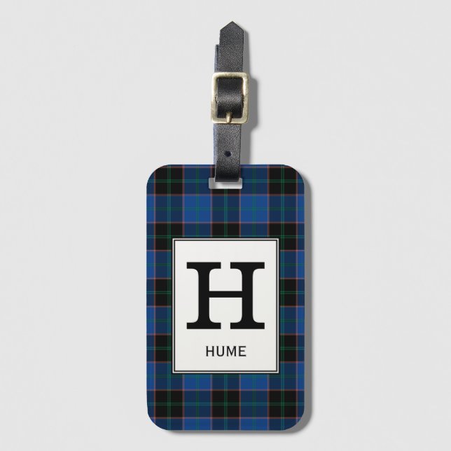 Etiqueta Para Maletas Clan Hume Tartan Monogrammed (Anverso vertical)