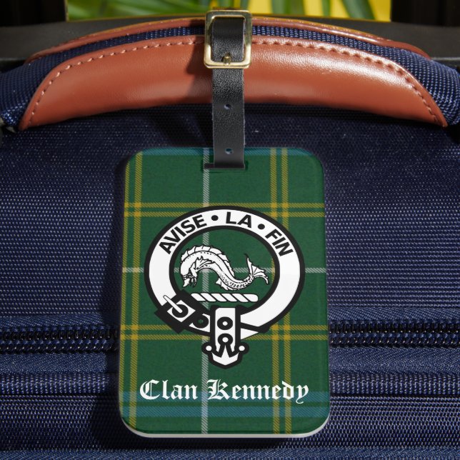 Etiqueta Para Maletas Clan Kennedy Escudo Tartán (Anverso In situ 2)