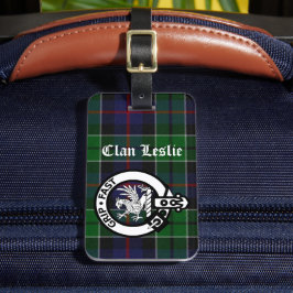 Etiqueta Para Maletas Clan Leslie Tartan & Escudo Lumaletas Tag