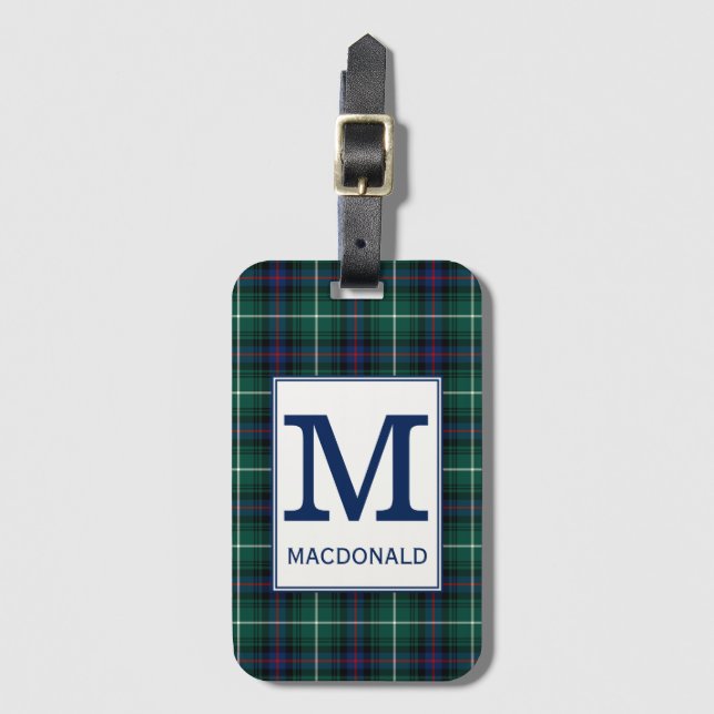Etiqueta Para Maletas Clan MacDonald Tartan Monogrammed (Anverso vertical)