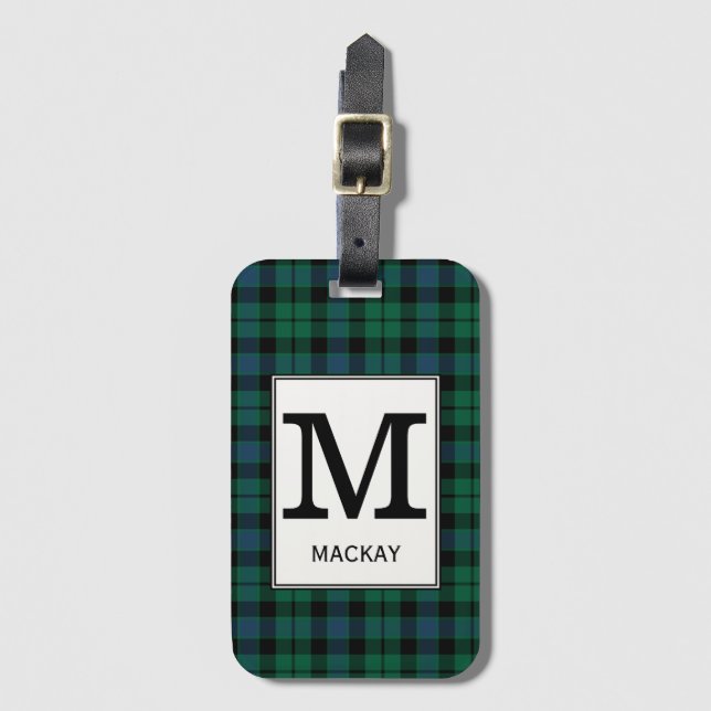 Etiqueta Para Maletas Clan MacKay Tartan Monogrammed (Anverso vertical)