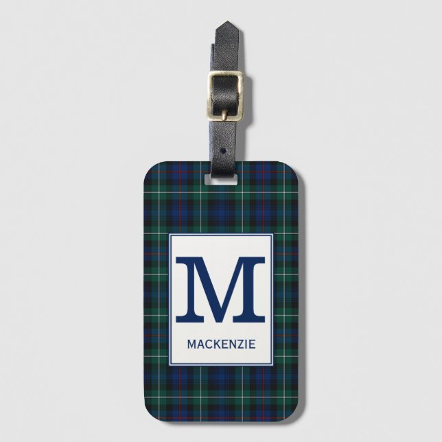Etiqueta Para Maletas Clan Mackenzie Tartan Monogrammed (Anverso vertical)