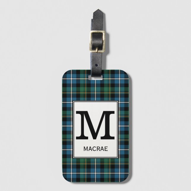 Etiqueta Para Maletas Clan MacRae Hunting Tartan Monogrammed (Anverso vertical)
