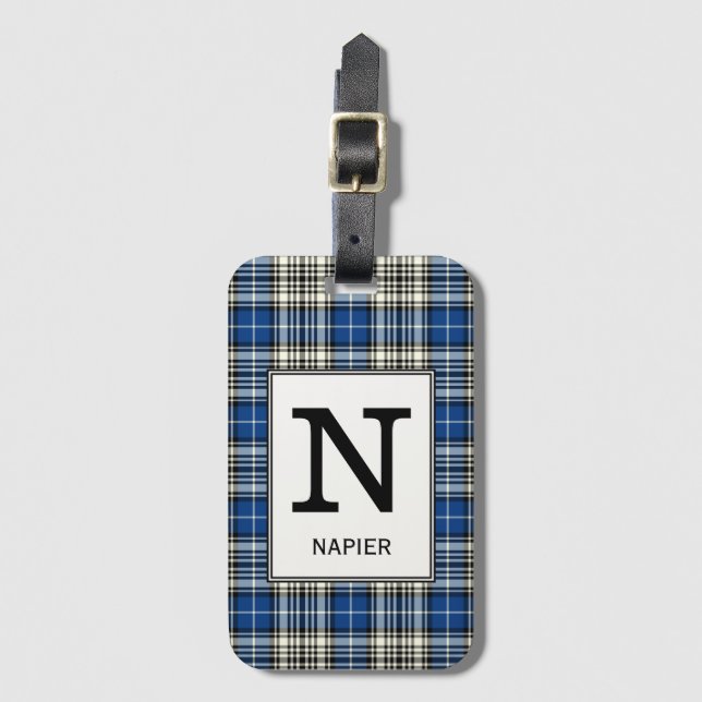 Etiqueta Para Maletas Clan Napier Tartan Monogrammed (Anverso vertical)