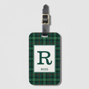 Etiqueta Para Maletas Clan Ross Hunting Tartan Green Plaid Monograma