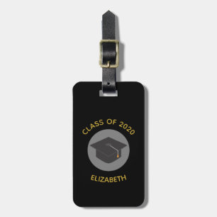 Etiqueta Para Maletas Clase elegante de tapón negro de graduación de 20x