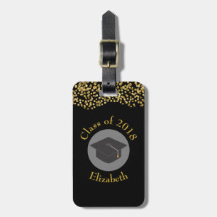 Etiqueta Para Maletas Clase Faux Gold Confetti & Graduation Cap de 20xx