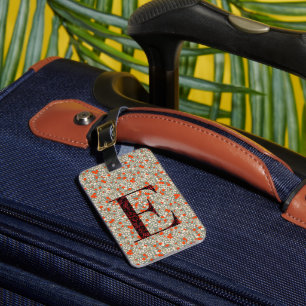 Etiqueta Para Maletas Clásica Floral Monogramada Letra E rojo verde