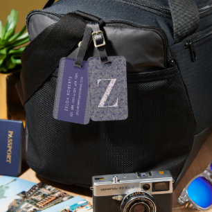 Etiqueta Para Maletas Clásica Floral Monogramada Letra Z púrpura oscuro