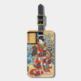 Etiqueta Para Maletas Clásica geisha japonesa vintage Utagawa ukiyo-e