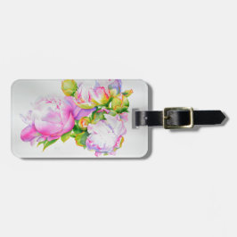 Etiqueta Para Maletas Clásica y elegante color de agua floral de peonia