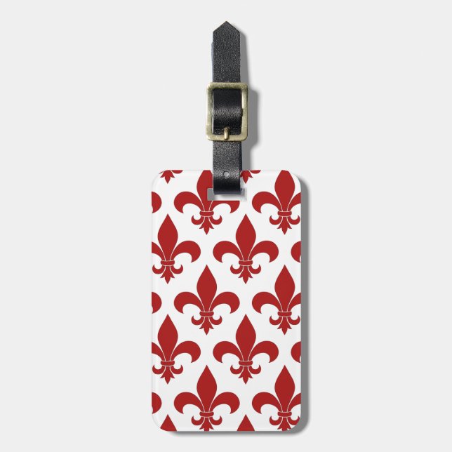 Etiqueta Para Maletas Clásico de patrón de flor de lis de Francia (Frente Vertical)