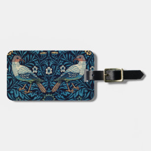 Etiqueta Para Maletas Clásico de tapiz de aves azules de William Morris