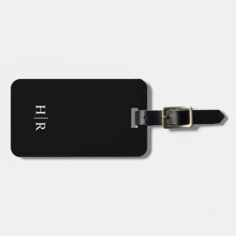 Etiqueta Para Maletas Clásico Elegante Minimalista Moderno Monograma Neg