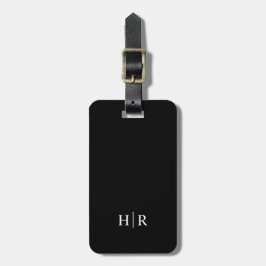 Etiqueta Para Maletas Clásico Elegante Minimalista Moderno Monograma Neg