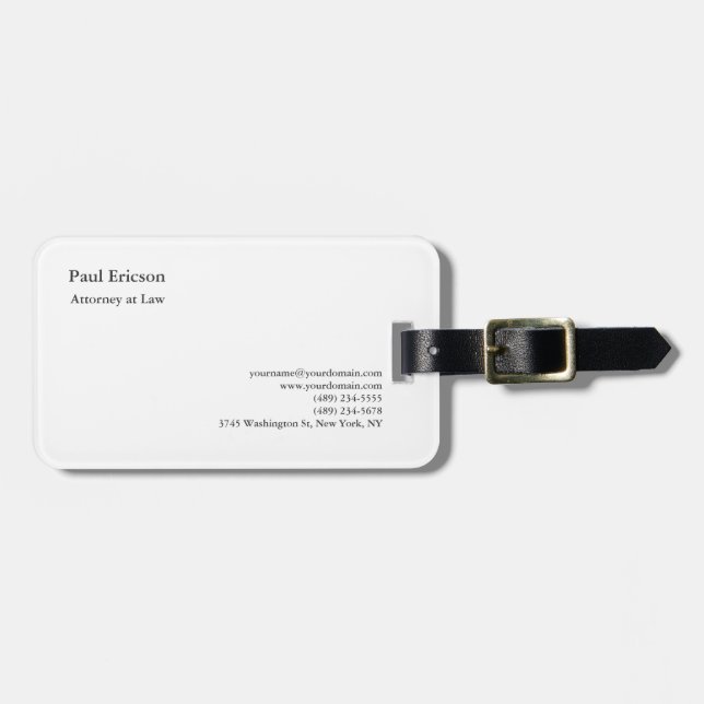 Etiqueta Para Maletas Clásico Elegante Plain Profesional (Frente Horizontal)