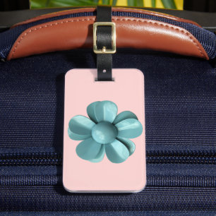 Etiqueta Para Maletas Clásico Pastel Azul Daissom Flor rosa MOD
