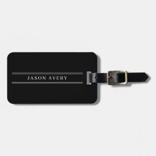 Etiqueta Para Maletas Clásico Simple Personalizado Negro y Blanco