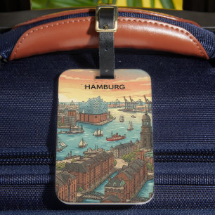 Etiqueta Para Maletas Clásico Vintage Hamburgo Alemania Viajes 
