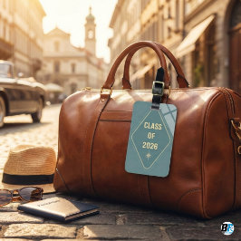 Etiqueta Para Maletas Class of 2026 Elegant Blue & Gold Star Graduation