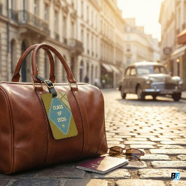 Etiqueta Para Maletas Class of 2026 Retro Gold & Teal Star Graduation