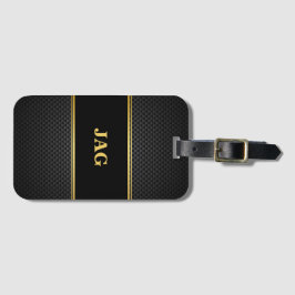Etiqueta Para Maletas Classy Carbon Black & Gold Monogrammed