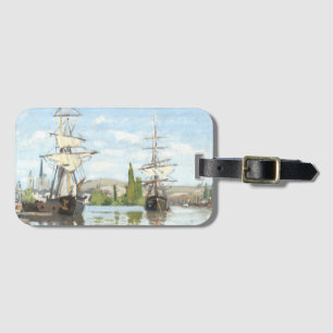 Etiqueta Para Maletas Claude Monet. Buques montando en el Sena en Ruán
