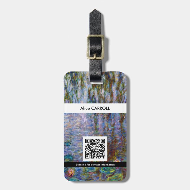 Etiqueta Para Maletas Claude Monet - Water Lilies - Código QR (Frente Vertical)