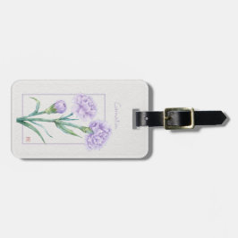 Etiqueta Para Maletas Clavel Lavanda Acuarela Botánica Nombre Personaliz
